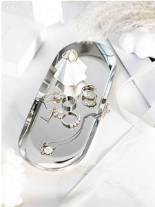 Manufacturer Table <b>Perfume</b> Vanity <b>Tray</b> Home Decor Oval Lacquer Finish Mirror Glass Serving Trinket <b>Tray</b> for Bathroom Living Room - Product Image 2