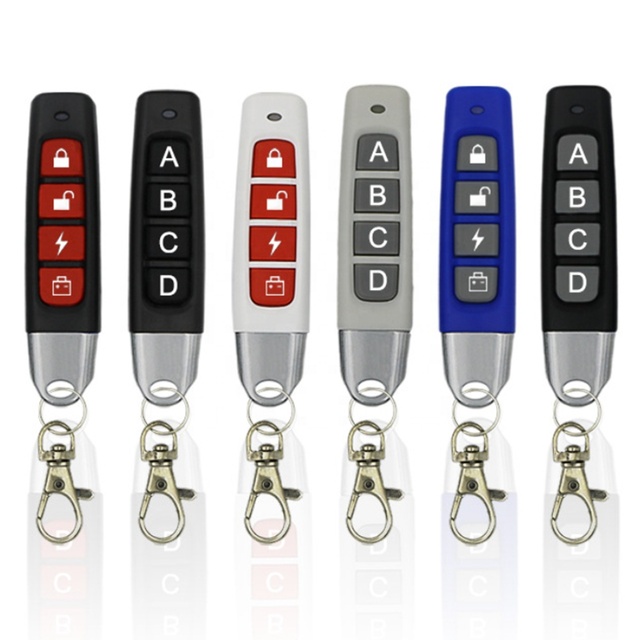 Multiple Color 4 Keys Rolling Code Learning RF 433 Frequency Garage & Car Remote Control with 20m Range and Security Alarm