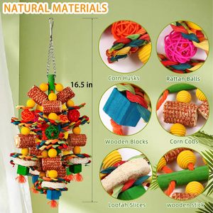 Potongan Loofah Tongkol Jagung Alami Berwarna-warni, Mainan Kunyah untuk Burung Beo Afrika dan Burung Beo Ukuran Kecil hingga Sedang Lainnya - Product Image 5