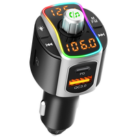 Tragbarer Dual-Screen Freisprech-MP3-Player fürs Auto mit Kfz-Ladegerät und kabellosem FM-Transmitter für USB-Verbindung und SD-Karten-FLAC