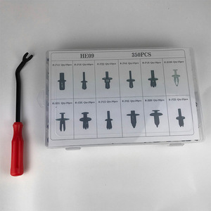 He09 350 pièces de clips de fixation en plastique pour automobile, pour réparation de carrosserie, ailes et coffre, noir et blanc, avec tournevis - Product Image 3