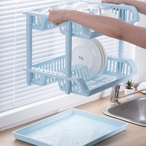 Estante <span class=keywords><strong>de</strong></span> cocina <span class=keywords><strong>de</strong></span> doble capa para secar y almacenar utensilios, platos, tazas, cubiertos y palillos - Product Image 2