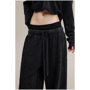 Pantalon de mode taille haute en coton 100% de qualité supérieure, délavé, confortable, respirant, séchage rapide, anti-boulochage, coupe droite, style streetwear - Product Image 4