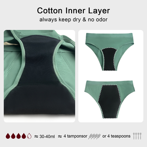 Culottes menstruelles personnalisées en coton et bambou pour femmes, réutilisables, lavables, flux abondant, anti-fuites, culottes de règles pour femmes - Product Image 4