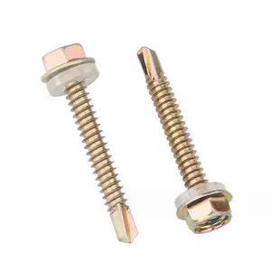 Yellow Zinc Plated Drilling Hex Head Self Tapping Self-Drilling Roofing Screws Self Drill With Washer