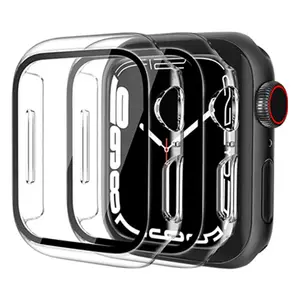 Capa de vidro temperado para apple watch, capa de proteção contra impacto para apple watch 45mm 41mm 44mm 40mm 38mm 42mm pc iwatch series 7 6 se 5 4 3