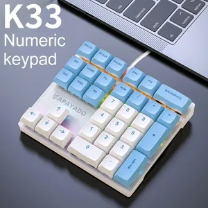 BSSY)33 Key Wired Mechanical <strong>Numeric</strong> <strong>Keypad</strong> With Multi-color Lights Suitable For Finance, Business, Laptop Keyboard - Product Image 3