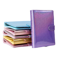 Vente en gros A5 A6 reliure à anneaux couverture en cuir PU 6 anneaux paillettes feuilles mobiles reliure couverture de journal agenda budget classeur