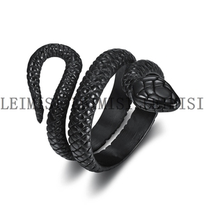 Anelli di <span class=keywords><strong>serpente</strong></span> in acciaio inox retrò alla moda Punk gotico gioielli in acciaio inox 18K oro nero <span class=keywords><strong>serpente</strong></span> misura 5 per le donne - Product Image 4