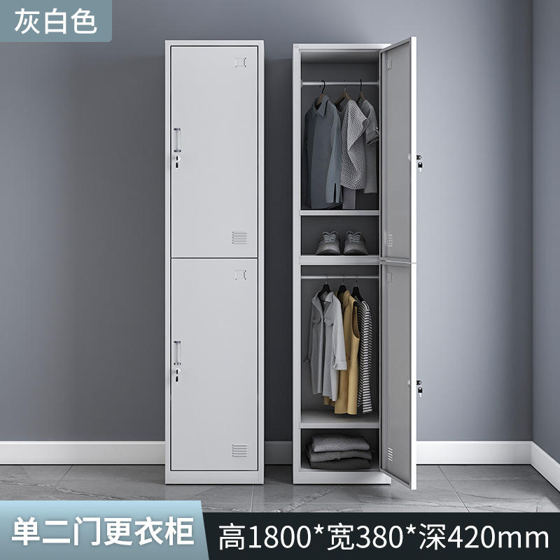 ตู้ล็อกเกอร์สองประตูเดี่ยว [สีเทาและขาว]