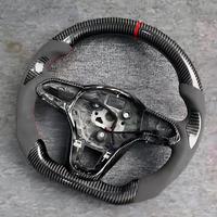 Volant de course personnalisé en fibre de carbone véritable à 3 branches avec cuir perforé / pour VW Magotan Passat Golf - Plug & Play