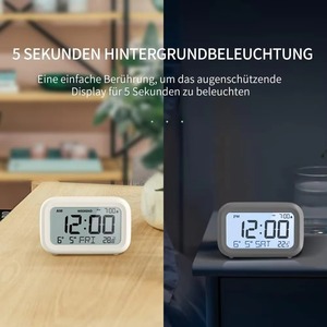 Trắng cạnh giường ngủ Đồng hồ LCD hiển thị âm lượng có thể điều chỉnh chế độ cuối tuần phòng ngủ văn phòng bàn Du Lịch Kỹ thuật số Đồng hồ báo thức - Product Image 5