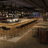 Chaise de bar moderne et simple pour café, tabourets de bar hauts avec structure en bois et siège en cuir PU pour salle à manger, cuisine, hôtels, restaurants