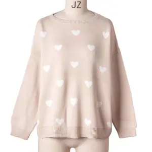Jumper factory-suéter de punto para mujer, cuello redondo, jacquard, novedad, 2021