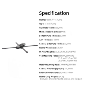 Ossifer <span class=keywords><strong>Dragon</strong></span> HGLRC MY15 Cadre de <span class=keywords><strong>drone</strong></span> FPV d'entraînement longue durée de 15 pouces Accessoires - Product Image 5