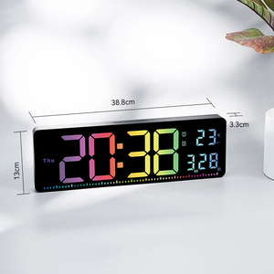 Horloge numérique intelligente à affichage LED RVB avec grand chiffres, affichage de la température, de l'heure, alarme, changement de couleur, minuteur domestique pour bureau - Product Image 2