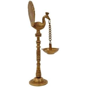 PARIJAT HANDICRAFT Five Wicks Brass <b>Table</b> Diya Home Decors Peacock Carrying Hanging Ornament - Product Image 4