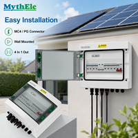 Boîtier de Combinaison PV 4 Cordons DC 500V pour Énergie Solaire, 4 Entrées 1 Sortie avec SPD, Disjoncteur et Compatible MC4