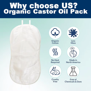 Kit kompres minyak jarak asli katun organik pembungkus minyak jarak dapat dipakai ulang memperbaiki tidur dan pencernaan mengurangi peradangan - Product Image 4