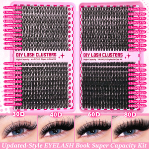 Segmented DIY False Eyelash Book Hot Melt Mixed Style Natural Thick Large Volume <b>Lash</b> <b>Kit</b> For Export Wholesale - Product Image 4