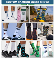 Nouvelles chaussettes hautes personnalisées unisexes noires à compression en fibre de bambou avec logo personnalisé