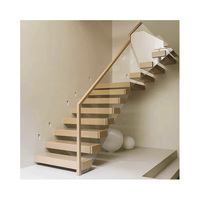 Escalier suspendu moderne en acier et bois pour hôtel, avec rampe en verre, éco-responsable, module personnalisé, escalier flottant
