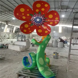 Multi Color Resin Craft Outdoor And Indoor Plant Model Ornaments Glass Fiber Painted Flower Sculpture
