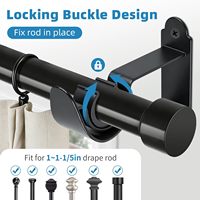 Ensemble de tringles à rideaux en métal noir robuste, supports modernes à clipser, supports de tringle romaine, installation facile, quincaillerie de fenêtre