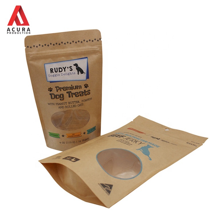 100% vrai biodégradable stand up poche avec fermeture à glissière pour l'emballage des aliments pour animaux de compagnie