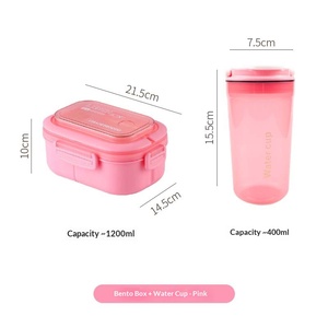 Boîte à lunch portable avec compartiments et fonction de chauffage au micro-ondes, boîte à lunch de qualité alimentaire avec ensemble gobelet et tasse à eau - Product Image 3