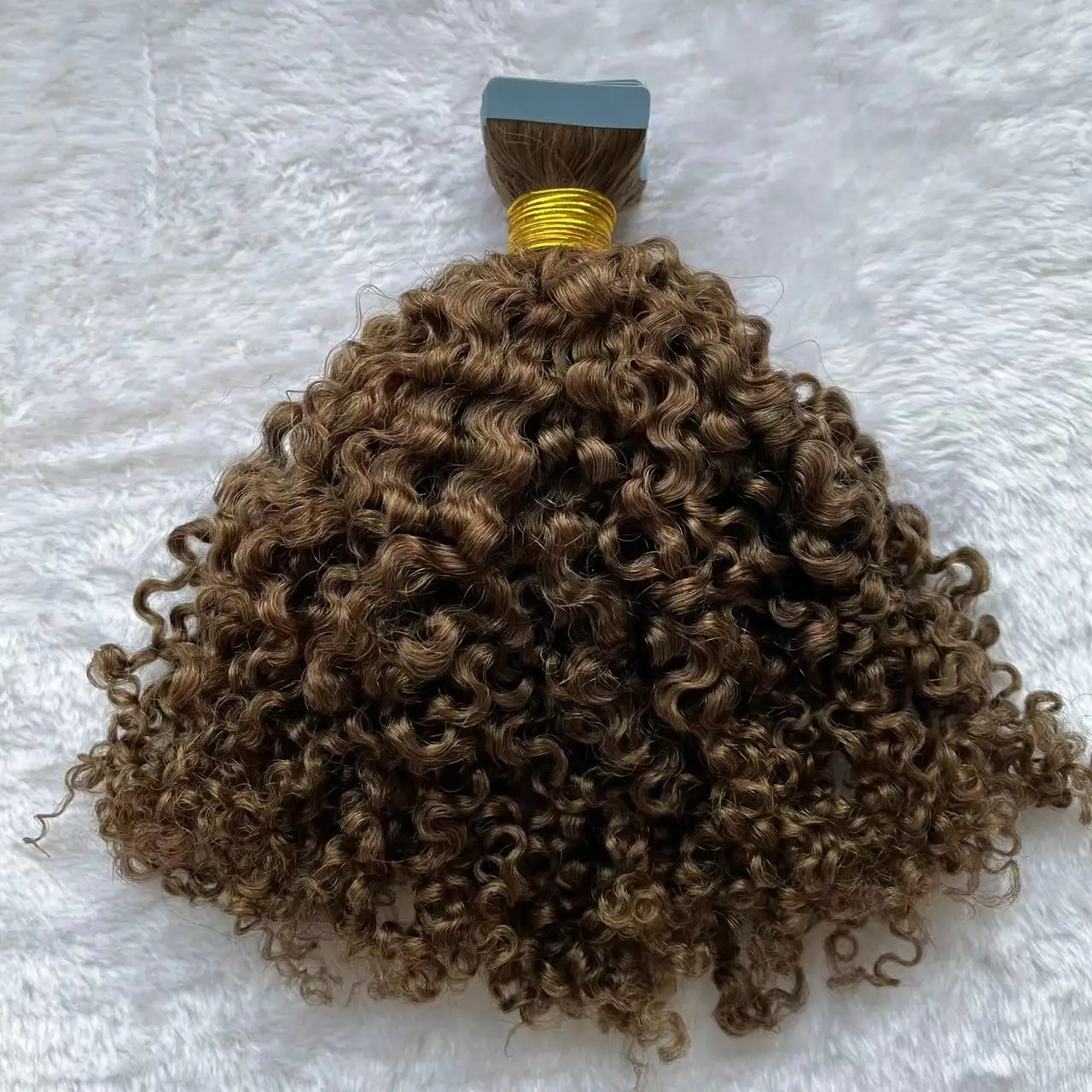 Nastro invisibile riccio crespo nelle estensioni dei capelli capelli grezzi 100 per cento dell'onda profonda capelli umani ondulati colore nero onda regolare capelli Remy