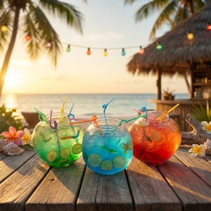 <b>Plastic</b> <b>Fish</b> <b>Bowl</b> Shape <b>Fish</b> <b>Bowl</b> Party Cup 28oz 42oz With Straw With Lid Music Festival Party Event Custom Logo Wholesale - Product Image 1