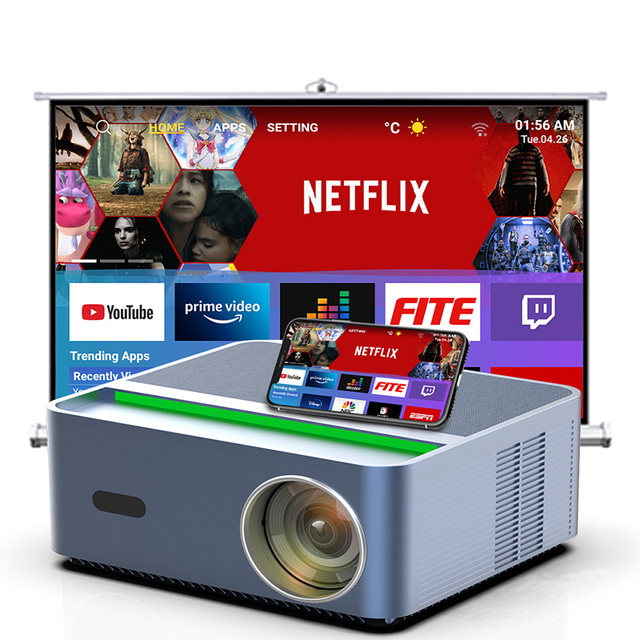 Mini Projector  DLP LCD 1080p Smart Android Wifi BT Quad Core Mobile Phone Projector for Home Theater/Outdoor/Meeting