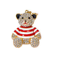 Mignon strass ours en peluche porte-clés cristal animaux ours porte-clés Bling métal Couple saint valentin ours en peluche porte-clés breloque