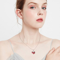 Fine Jewelry Collier d'ailes de dragon en cristal rouge plaqué rhodium en argent sterling 925