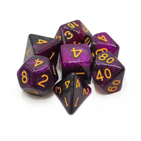 Ensemble de dés polyédriques en acrylique violet noir pailleté avec des chiffres dorés pour les jeux de D&D, ensemble de 7 pièces, écologique et durable