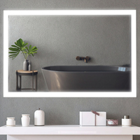 Miroir LED intelligent rétroéclairé anti-buée avec écran tactile pour salle de bain