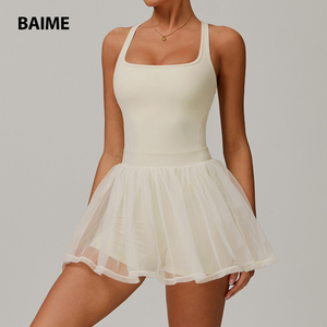 Conception populaire Polyester Fiber Yoga Tennis Jupe Ensemble Exercice Femmes Tennis Robe avec Poche - Product Image 6