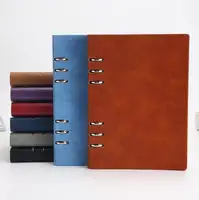 A5 encadernação de metal de couro pu macio folha solta 6 anel binder notebook