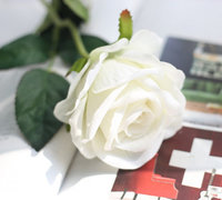 Fleurs artificielles en velours de soie synthétique en gros, roses rouges de haute qualité, toucher réel, faites à la main, pour mariage, fête des mères, Noël