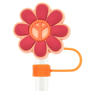 Nouvelle Tendance : Embouts de <span class=keywords><strong>Paille</strong></span> en Silicone Série Amour & Paix, Bouchons Anti-Poussière de 10 mm pour Embouts de Pailles, Décoration pour Couvre-Pailles - Product Image 5
