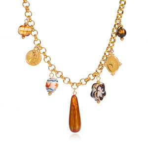 Collar de Acero Inoxidable con Múltiples Colgantes de Resina y Cerámica, Cadena Elegante para Clavícula, Estilo de Lujo Ligero - Product Image 5