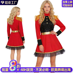 Costume de cirque pour femme, jupe à paillettes rouge, noir et or, tenue de performance pour fête d'Halloween - Product Image 3