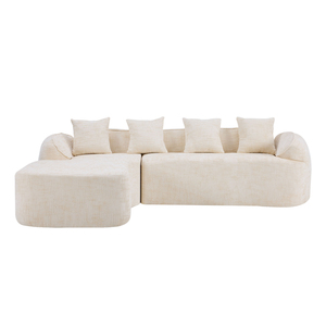Canapé d'angle moderne en L deux places, rembourré en tissu, écologique, avec accoudoirs incurvés et dossier coussin, dossier rigide, pour salon - Product Image 6