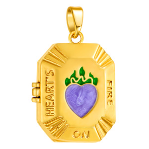 Pendentifs <span class=keywords><strong>photo</strong></span> ouvrables octogonaux HD428 Shield, en laiton plaqué or 18 carats, avec émail coloré en forme de cœur, bijoux - Product Image 5