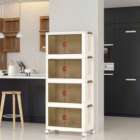 Meuble de salle à manger, chariot de cuisine en PP+PC, multifonctionnel, gain de place, installation facile, armoire de rangement pliable et mobile