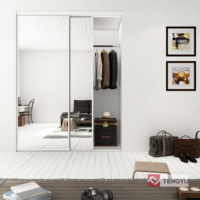 Système de porte de grange moderne avec miroir coulissant pour intérieur de porte de placard Bypass vente en gros