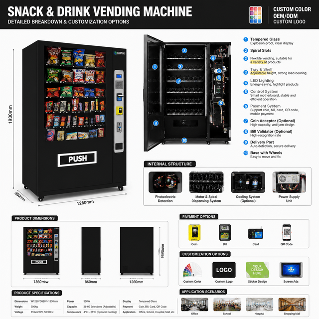 Europe Standard Snacks and Drinks Vending Machine Coin Bill Card Payment Yinxiang Smart Outdoor Vending Machine Terminal