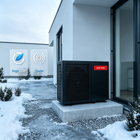 Pompe à chaleur air-eau 9KW noire, monobloc, à courant continu, pour chauffage, refroidissement et eau chaude, économie d'énergie domestique