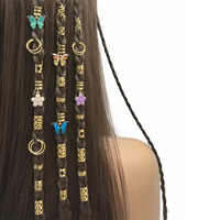 Lot de 65 bijoux de cheveux en alliage doré, pinces à cheveux tressées, fleurs, papillons, breloques, accessoires pour dreadlocks, vente en gros